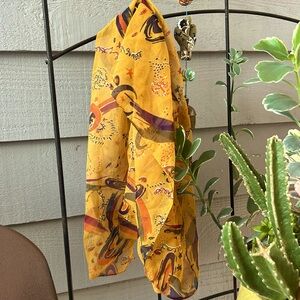 Vintage gold swirly sheer scarf